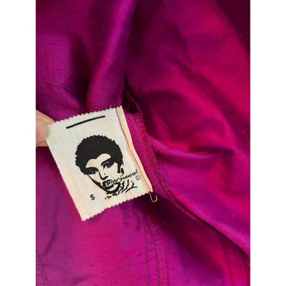 Vintage Betsey Johnson Punk Label Iridescent Y2K Silk Jacket 80s 90s Archive - Picture 3 of 5